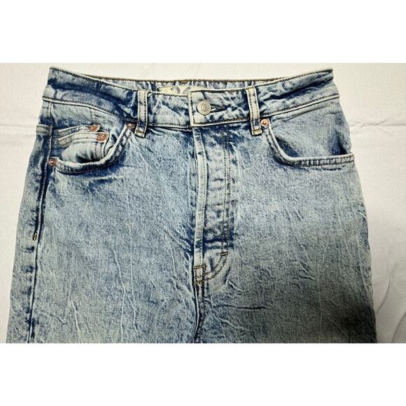 We The Free Blue Acid Wash Distressed High Rise Button Fly Skinny Jeans - Sz 26 - Picture 4 of 6